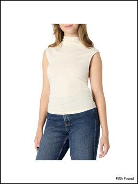 Slim-Fit Sleeveless High-Neck Top, Cotton Jersey